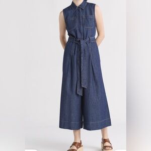 Women's Sleeveless Cropped Denim Jumpsuit